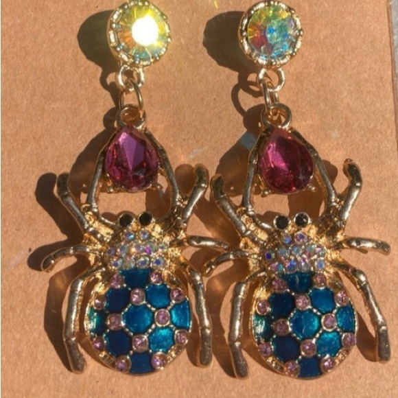 Halloween colorful spider earrings - Picture 3 of 3